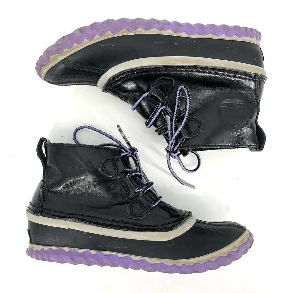 Sorel Youth 2 / 33 Navy Out‎ n About Leather Waterproof Ankle Boots